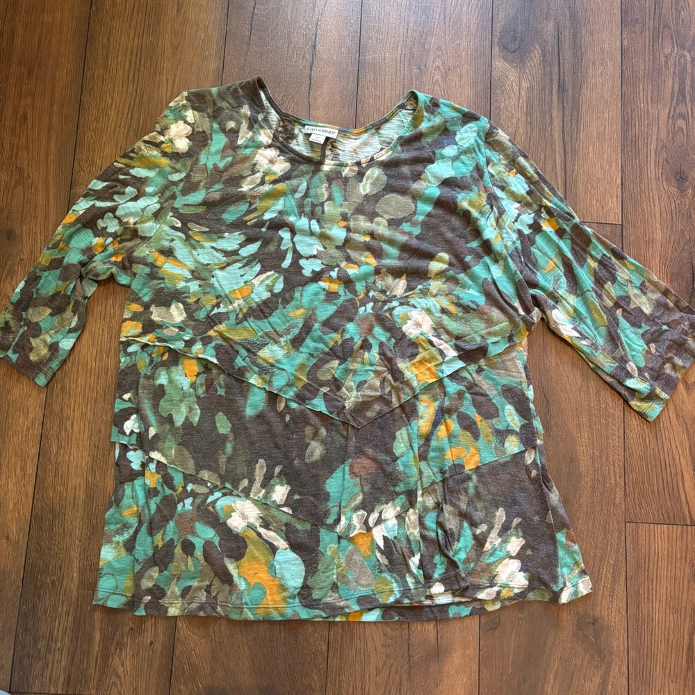 Catherines Poetry Tiered Tee Shirt Top, Size 2X